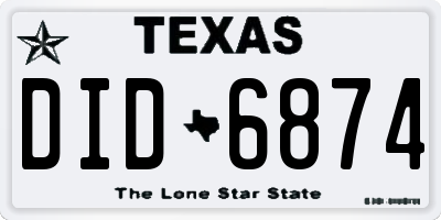 TX license plate DID6874