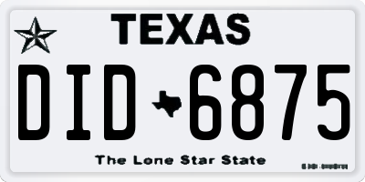 TX license plate DID6875