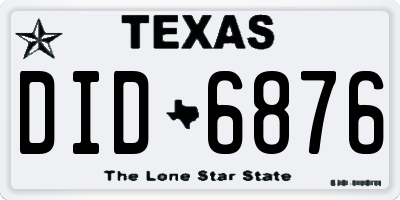 TX license plate DID6876