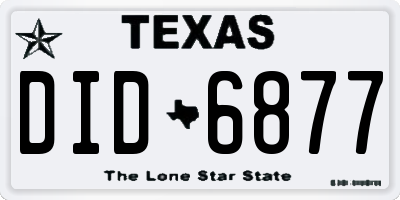TX license plate DID6877