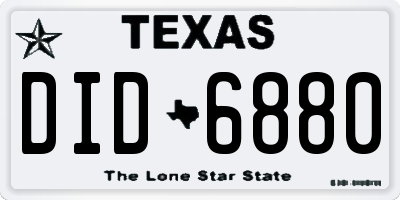 TX license plate DID6880