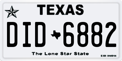 TX license plate DID6882
