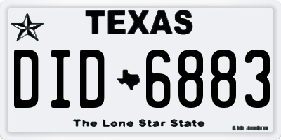TX license plate DID6883