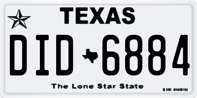 TX license plate DID6884
