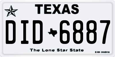 TX license plate DID6887