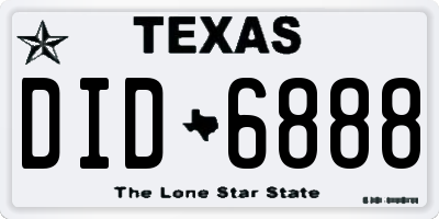 TX license plate DID6888
