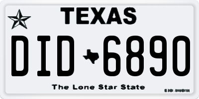 TX license plate DID6890