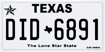 TX license plate DID6891