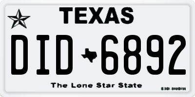 TX license plate DID6892
