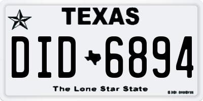 TX license plate DID6894