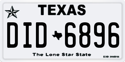 TX license plate DID6896