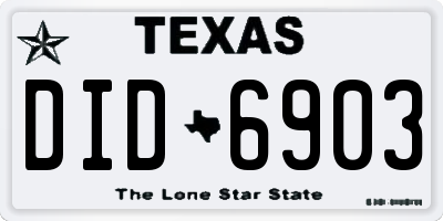 TX license plate DID6903