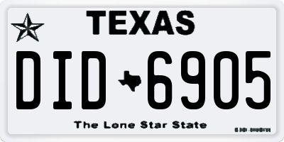 TX license plate DID6905