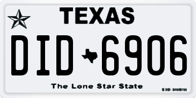 TX license plate DID6906