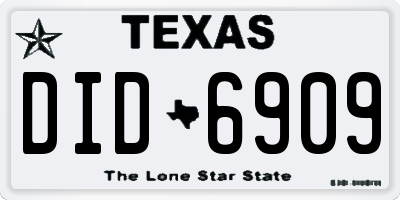 TX license plate DID6909