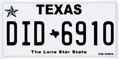 TX license plate DID6910