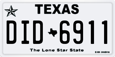 TX license plate DID6911