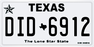 TX license plate DID6912