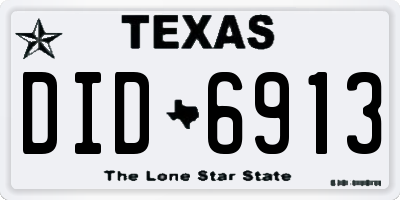 TX license plate DID6913