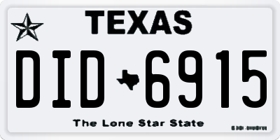 TX license plate DID6915