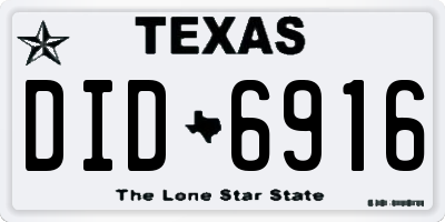 TX license plate DID6916