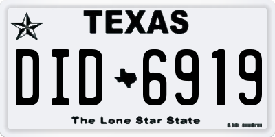 TX license plate DID6919