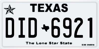 TX license plate DID6921