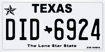 TX license plate DID6924
