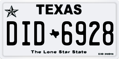 TX license plate DID6928