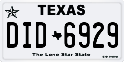 TX license plate DID6929
