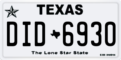 TX license plate DID6930