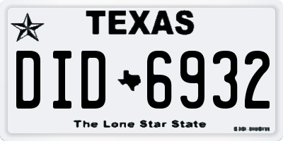 TX license plate DID6932