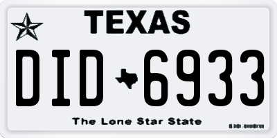 TX license plate DID6933