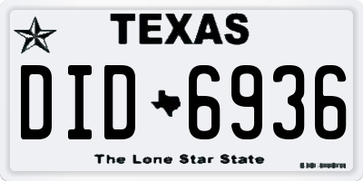 TX license plate DID6936