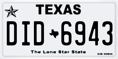 TX license plate DID6943