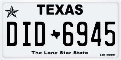 TX license plate DID6945