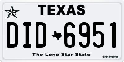 TX license plate DID6951