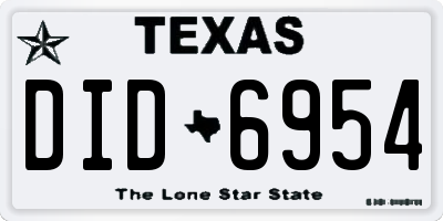 TX license plate DID6954