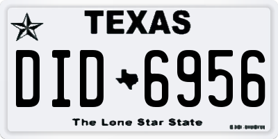 TX license plate DID6956