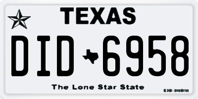TX license plate DID6958