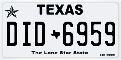 TX license plate DID6959