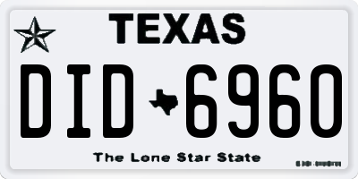 TX license plate DID6960
