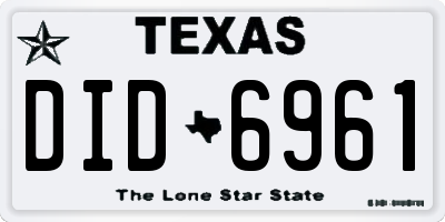 TX license plate DID6961