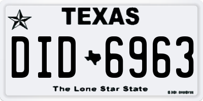 TX license plate DID6963