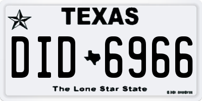 TX license plate DID6966
