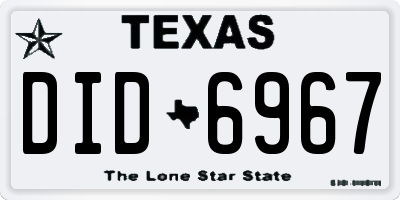 TX license plate DID6967