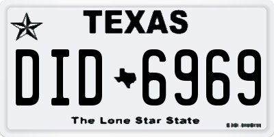 TX license plate DID6969