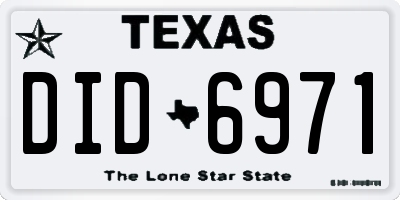 TX license plate DID6971