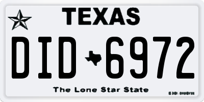 TX license plate DID6972