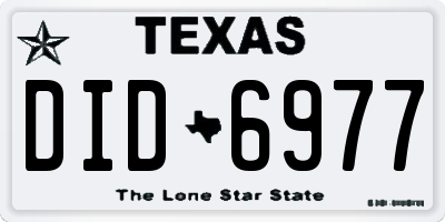 TX license plate DID6977